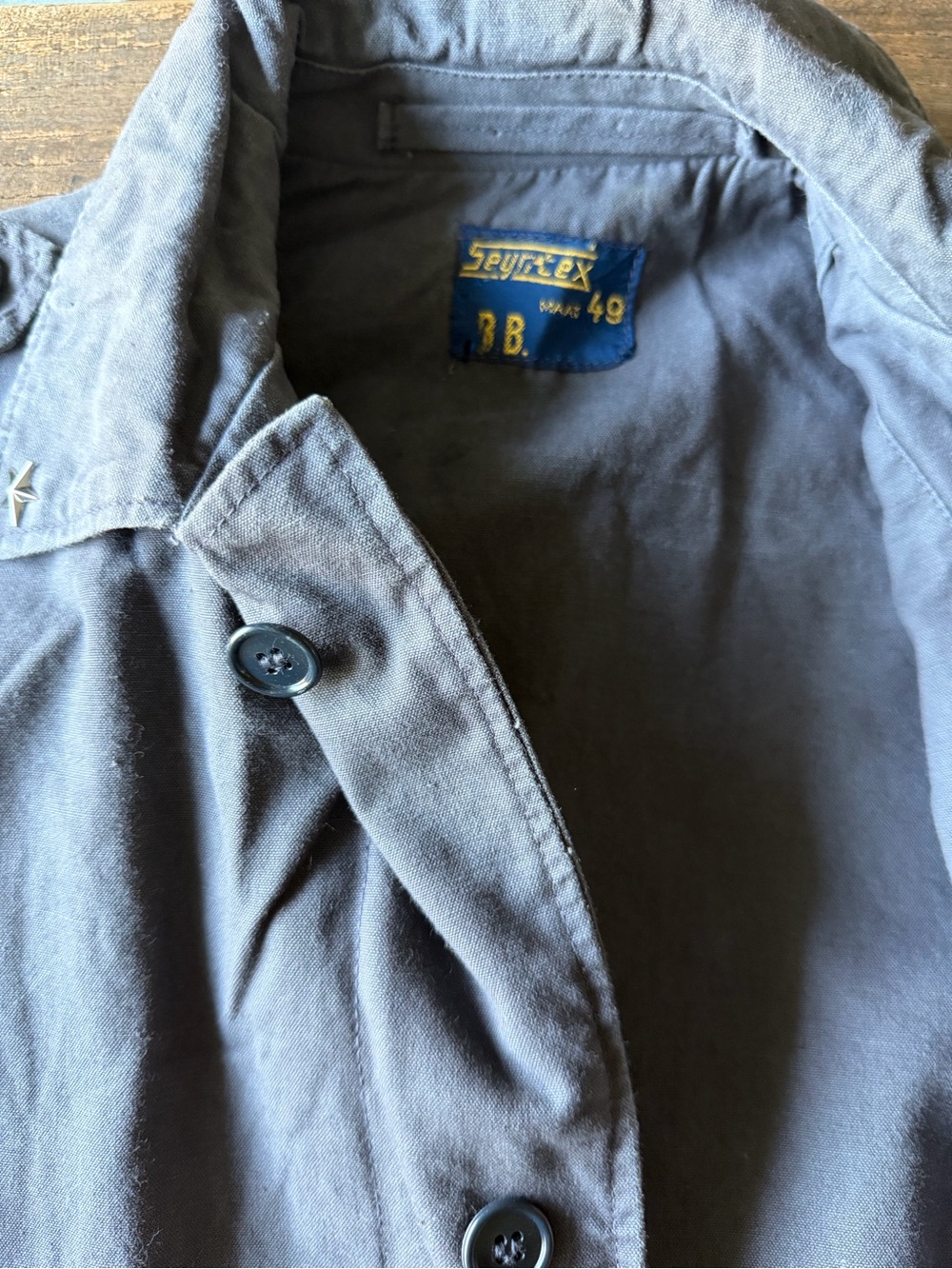 Seyntex 1960’s Dutch Military Grey Button-Up Parka/Jacket with Silver Stars